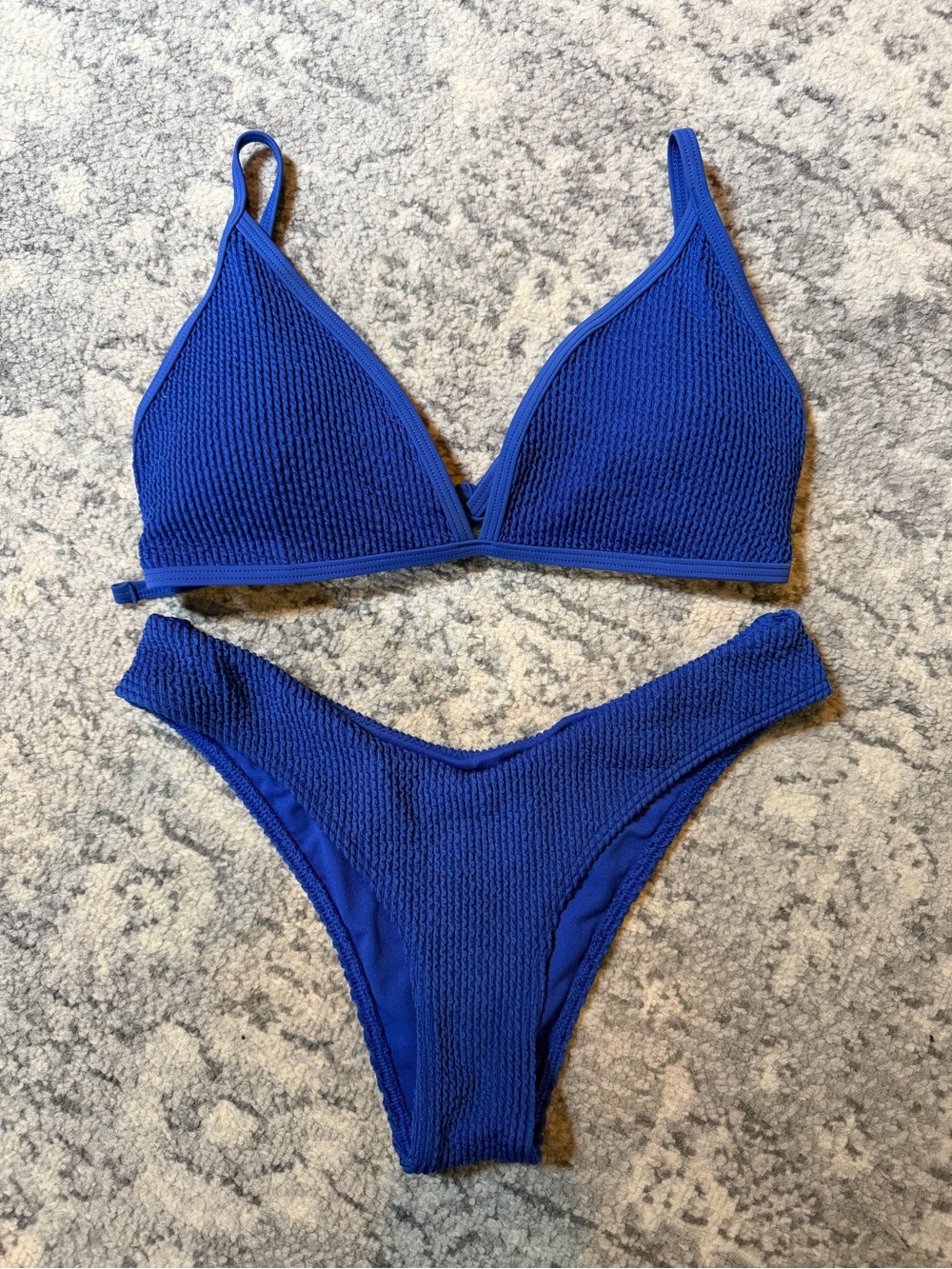 Abercrombie & Fitch Royal Blue Textured Triangle Bikini Set